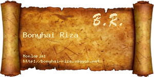 Bonyhai Riza névjegykártya